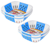 Heart Home Large Multi-Purpose Plastic Storage Baskets for Fruits Vegetables and Kitchen Fridge Dining Table- Pack of 4 (Blue)-HS42KUBMART25384